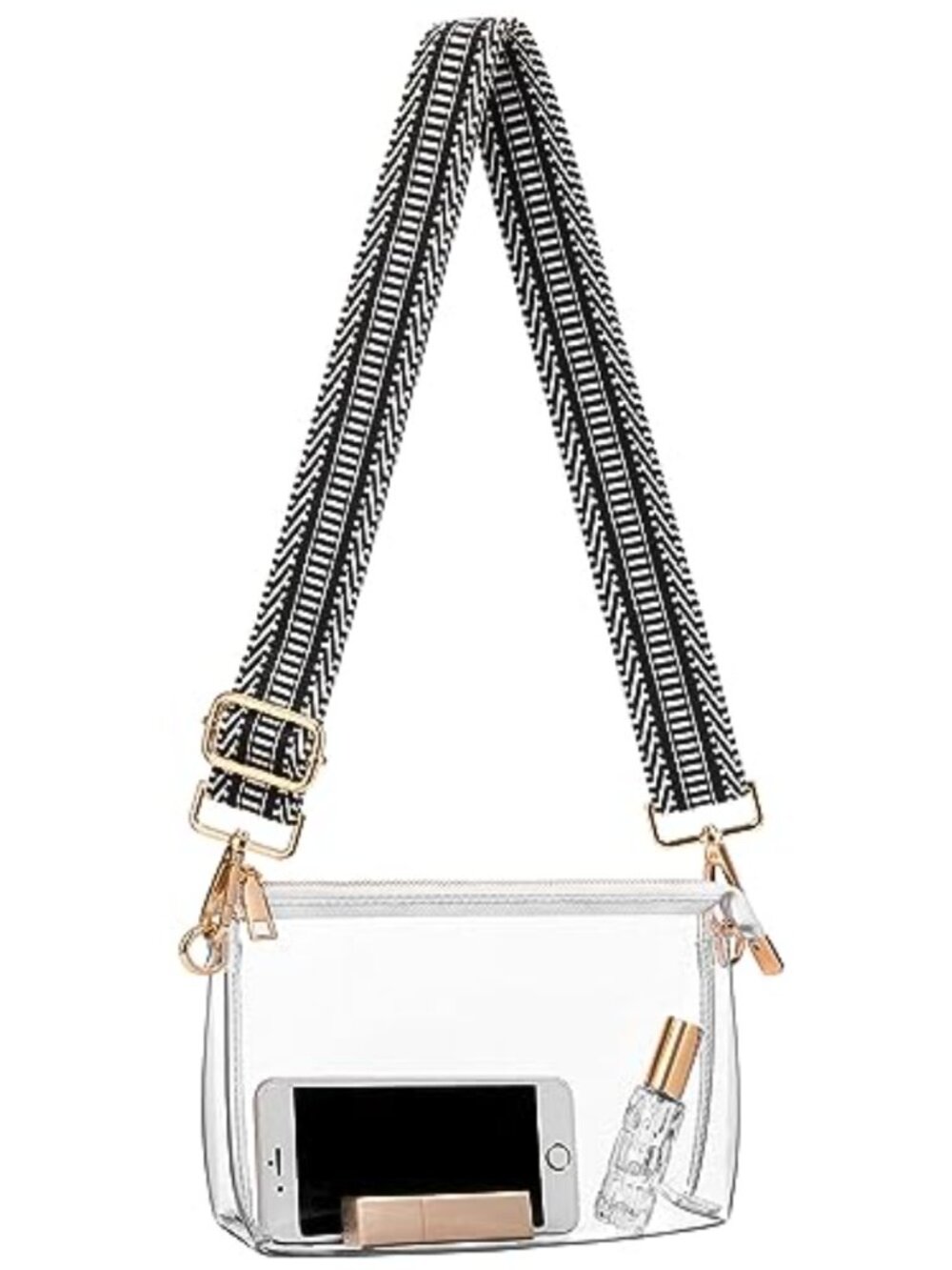 Clear PVC Crossbody Purse Stadium Approved Small Transparent Bag
